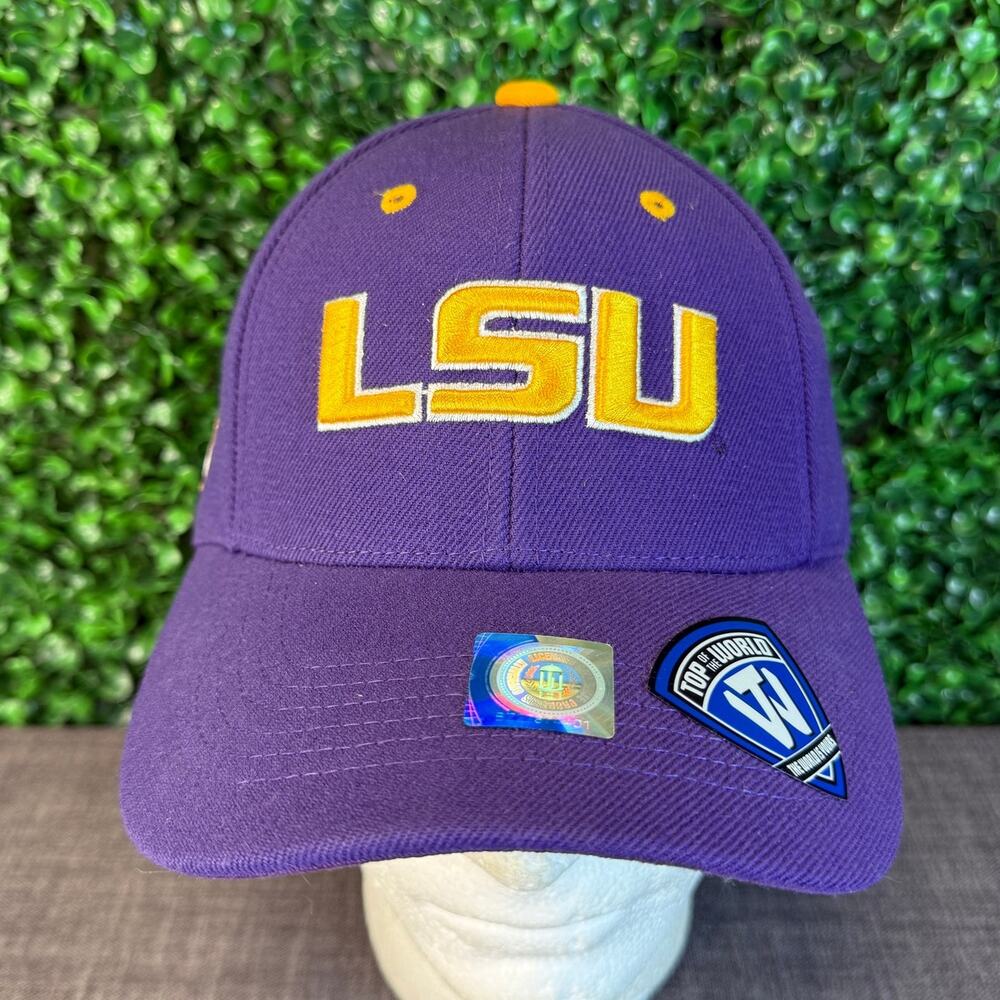 New Adult LSU Baseball Wool Hat Purple Yellow Adjustable Closure Tigers Gift